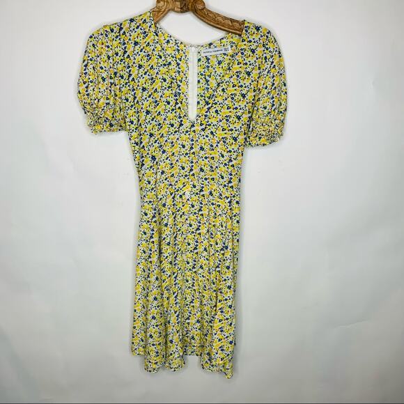 Faithfull The Brand Yellow Floral Mini Dress Medium - Picture 3 of 10